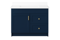 Shaker-style 30-inch freestanding vanity left door right drawers in Mississauga main bathroom renovation