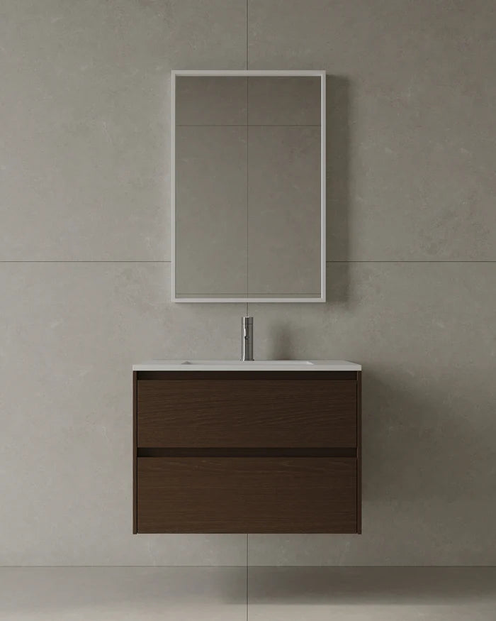 Space-saving 30-inch wall-mounted vanity with drawers in GTA ensuite