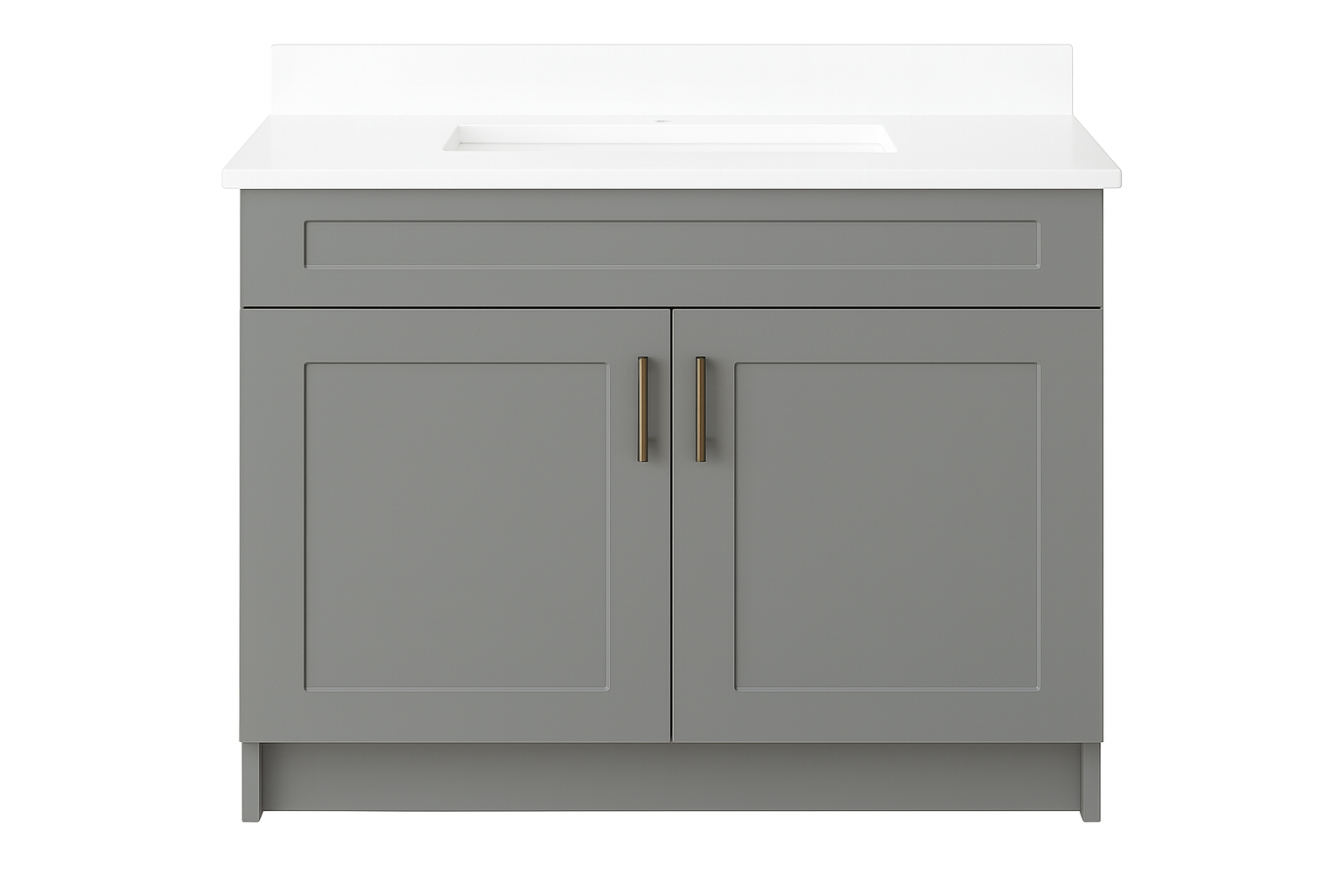 Pre-assembled MDF shaker vanity with backsplash and side splashes for Milton condo bath