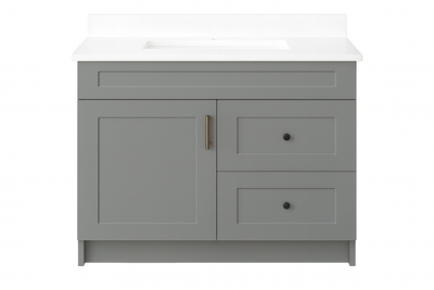 30-Inch Shaker Freestanding Bathroom Vanity left door right drawers with countertop and splash set – TF Renovations Mississauga