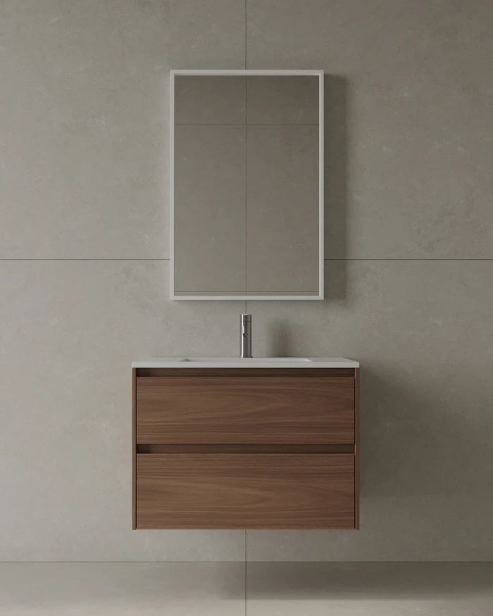 30-Inch Wall-Mounted Modern Bathroom Vanity with integrated acrylic sink and two drawers – TF Renovations Mississauga