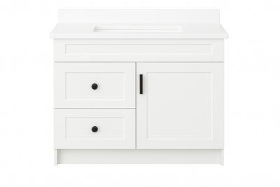 30-Inch Shaker Freestanding Bathroom Vanity right door left drawers with countertop and splash set – TF Renovations Mississauga