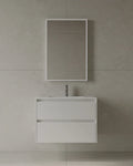 30-Inch wall-mounted vanity with seamless countertop and drawers in mid-size Mississauga main bathroom renovation