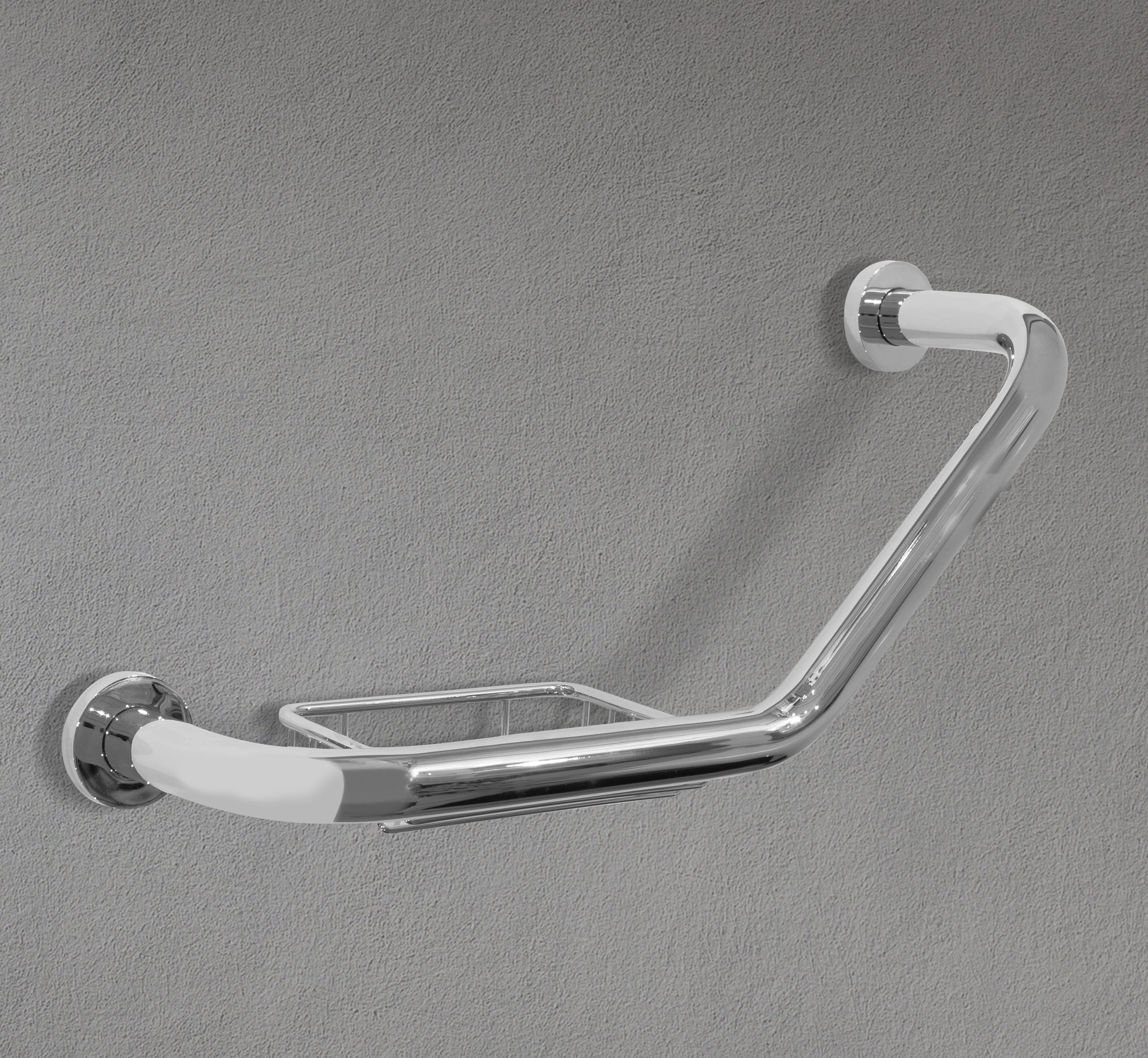 Shower Grab Bar with Soap Holder Chrome