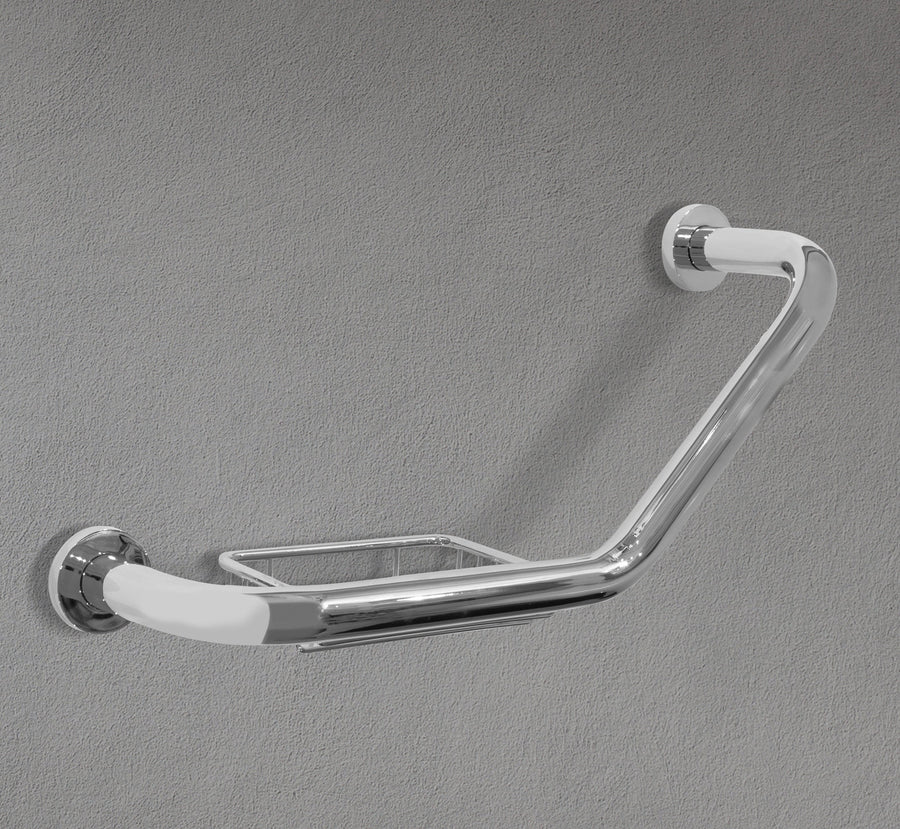Shower Grab Bar with Soap Holder Chrome