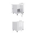Base blind corner cabinet, dimensioned line drawing