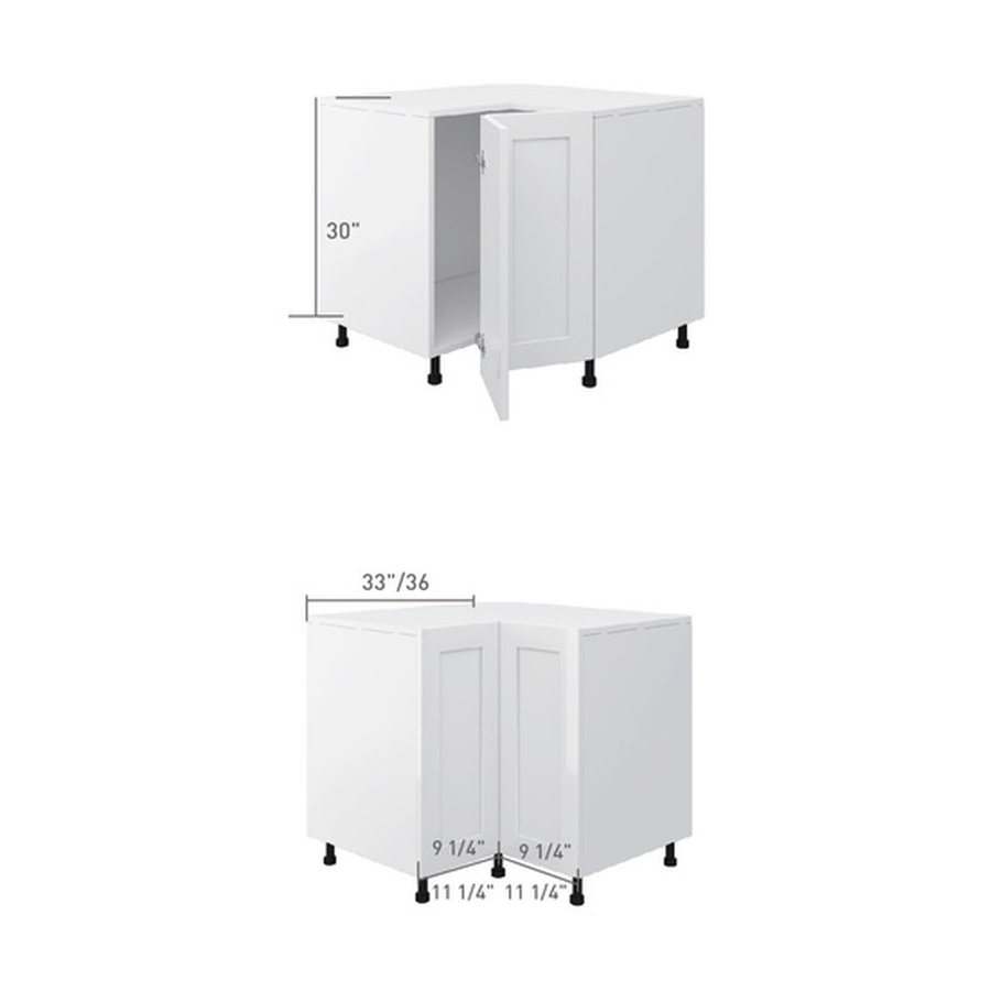 Base corner cabinet, dimensioned line drawing