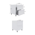 2-drawer base cabinet, dimensioned line drawing