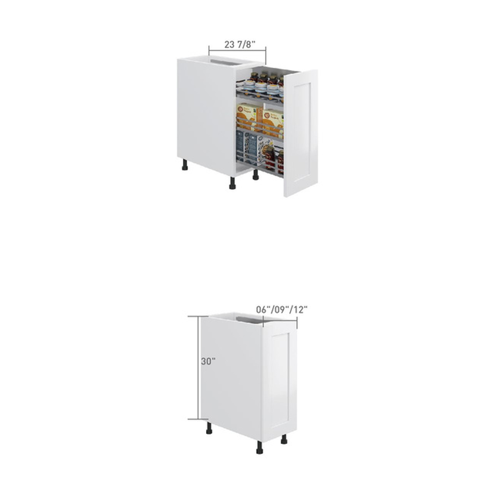 Base spice rack cabinet, dimensioned line drawing