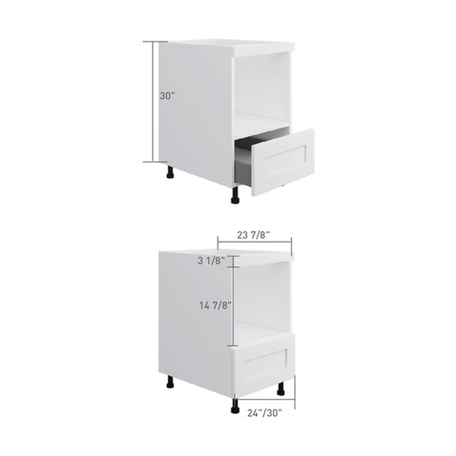 Base microwave cabinet, dimensioned line drawing