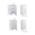 1-door wall cabinet, dimensioned line drawing