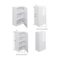 1-door wall cabinet, dimensioned line drawing