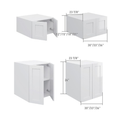 2-door wall cabinet for above a fridge, dimensioned line drawing