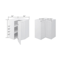 Easy-reach corner wall cabinet, dimensioned line drawing