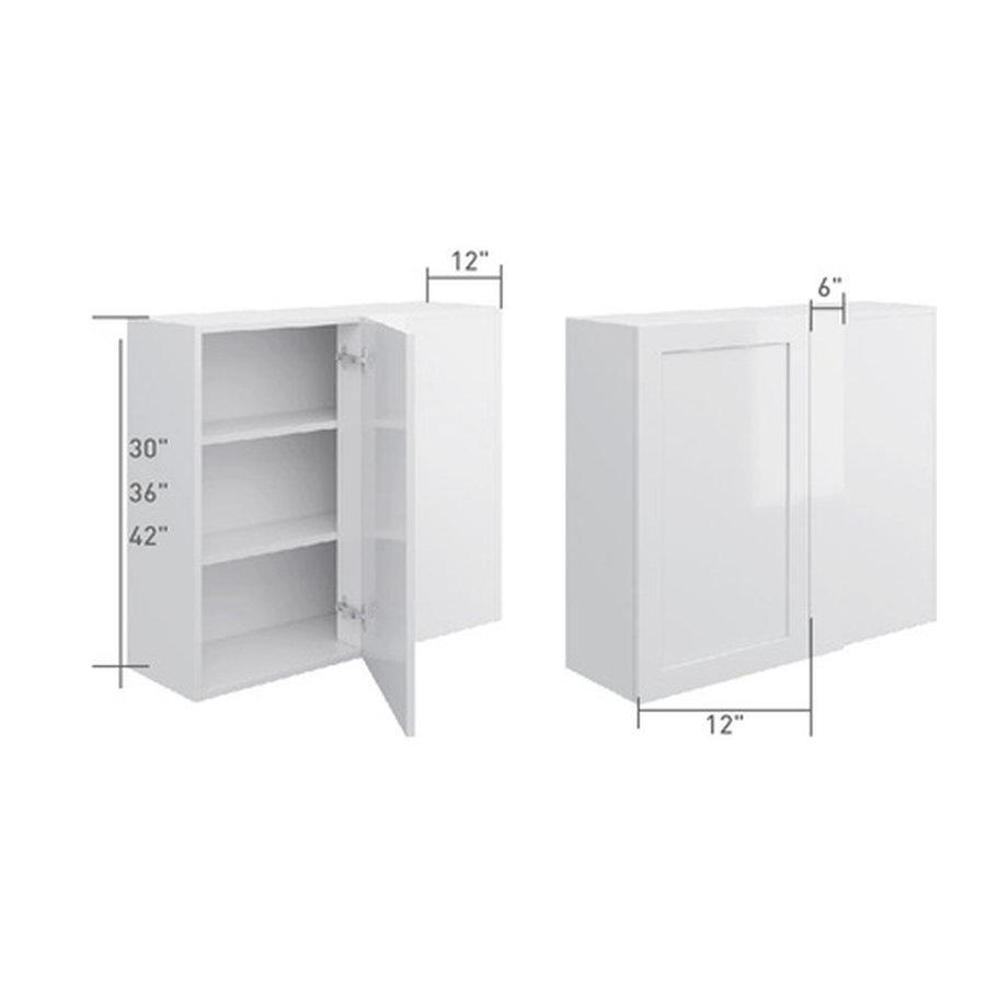Wall blind corner cabinet, dimensioned line drawing