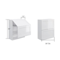 Bi-fold lift-up wall cabinet, dimensioned line drawing