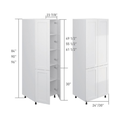 Double-door pantry cabinet, dimensioned line drawing