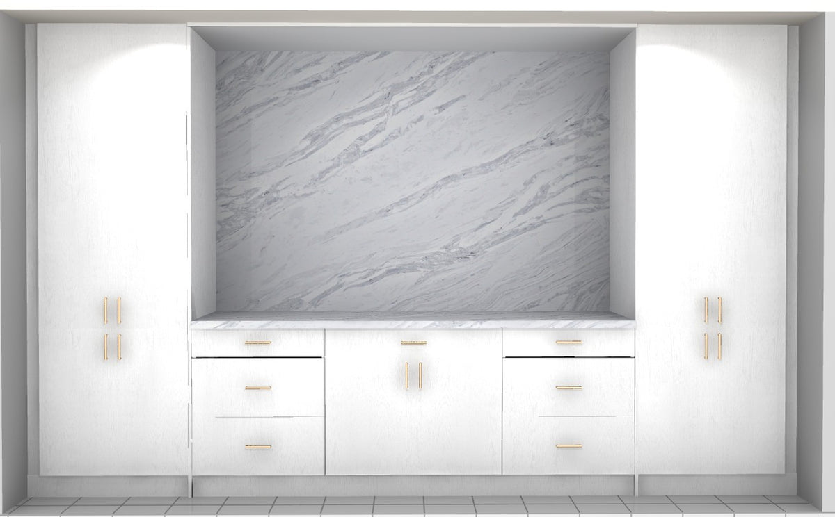 Built-in wall unit with tall cabinets
