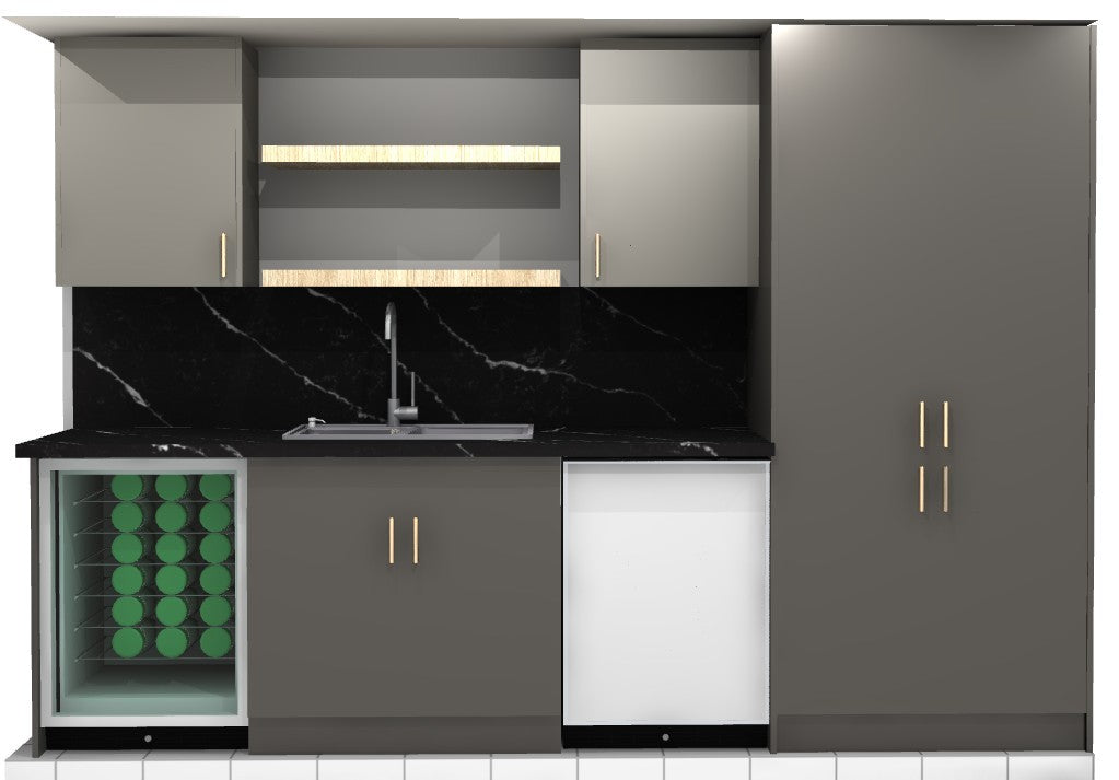 Wet bar with a sink base cabinet